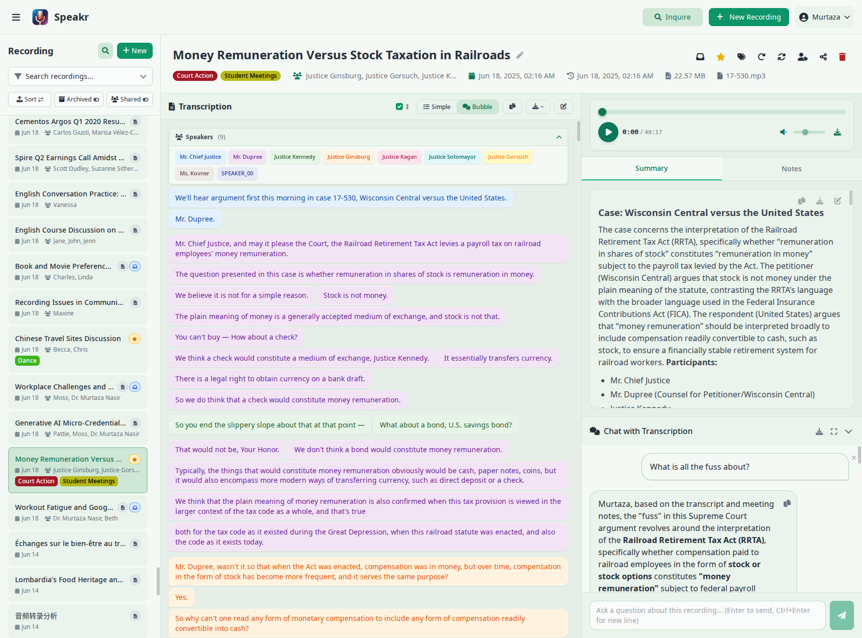 Speakr Main Interface